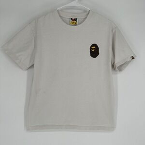 Bape‎ A Bathing Ape Multi Logo Graphic T-Shirt Cream Mens Medium Ape Head